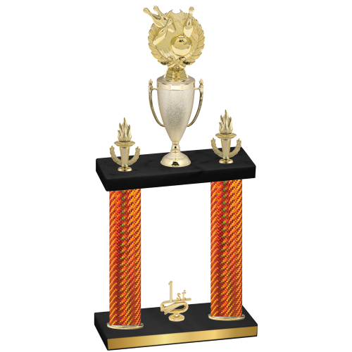 Double Orange Carbon Fiber First Place Bowling Trophy