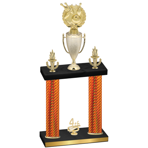 Double Orange Carbon Fiber Fourth Place Bowling Trophy