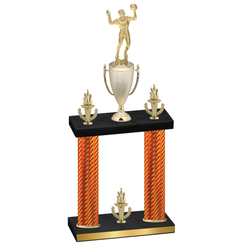 Double Orange Carbon Fiber Victory Volleyball Trophy
