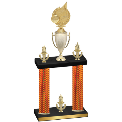 Double Orange Carbon Fiber Victory Volleyball Trophy