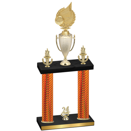 Double Orange Carbon Fiber Year Volleyball Trophy