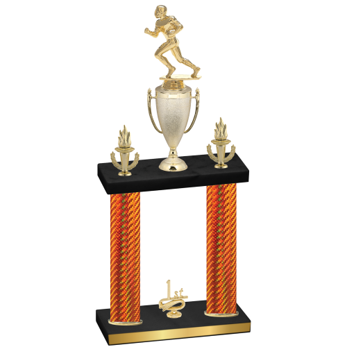 Double Orange Carbon Fiber First Place Football Trophy