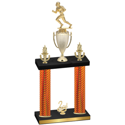 Double Orange Carbon Fiber Second Place Football Trophy