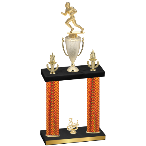 Double Orange Carbon Fiber Third Place Football Trophy