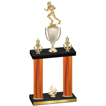 Double Orange Carbon Fiber Fourth Place Football Trophy