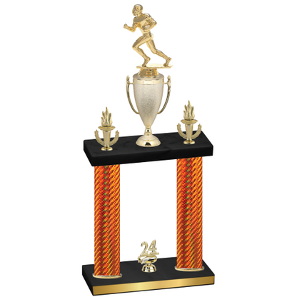 Double Orange Carbon Fiber Year Football Trophy