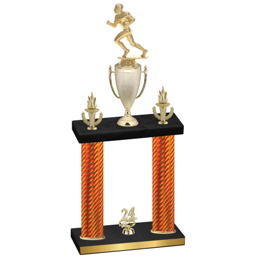Double Orange Carbon Fiber Year Football Trophy