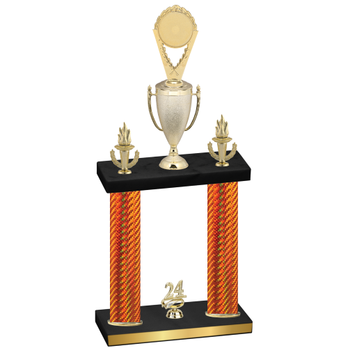 Double Orange Carbon Fiber Year Insert Trophy