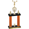 Double Orange Carbon Fiber Year Cheerleading Trophy
