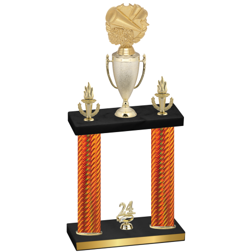 Double Orange Carbon Fiber Year Cheerleading Trophy