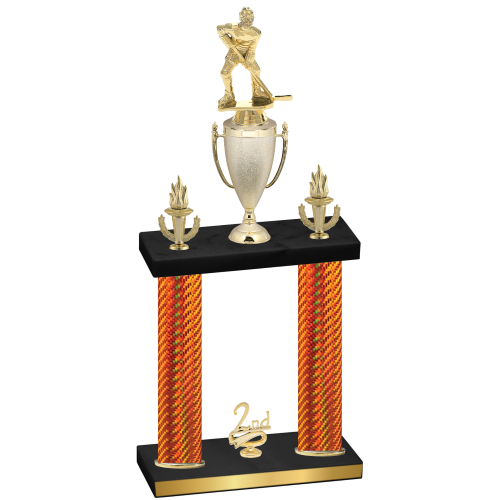 Double Orange Carbon Fiber Second Place Hockey Trophy