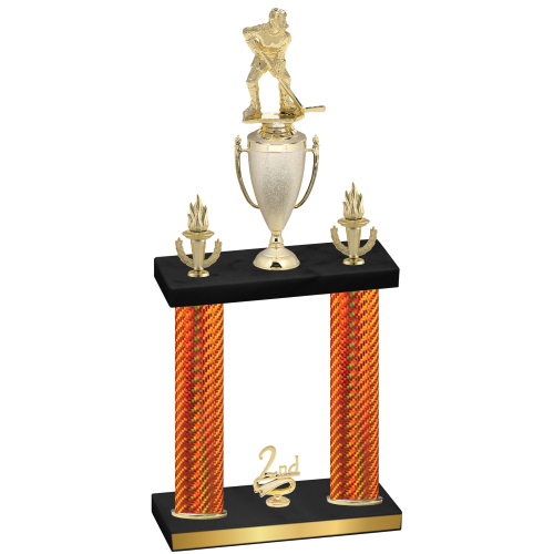Double Orange Carbon Fiber Second Place Hockey Trophy