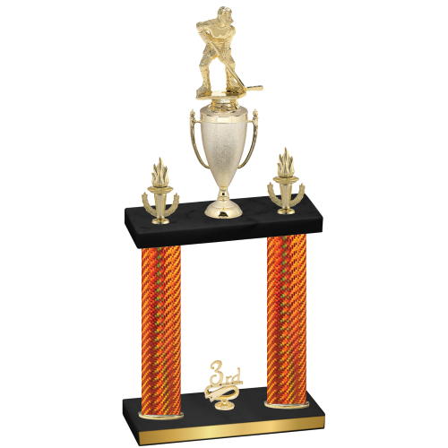 Double Orange Carbon Fiber Third Place Hockey Trophy