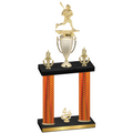 Double Orange Carbon Fiber Fourth Place Lacrosse Trophy