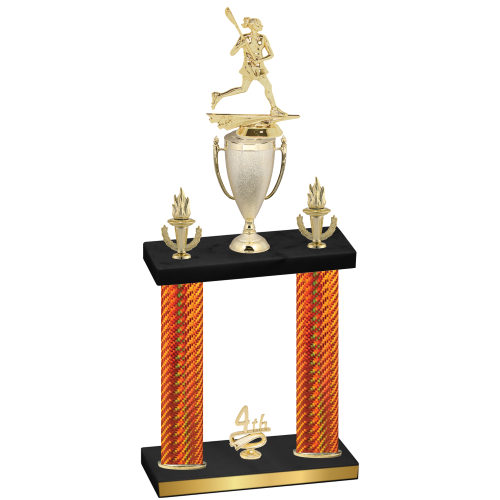 Double Orange Carbon Fiber Fourth Place Lacrosse Trophy