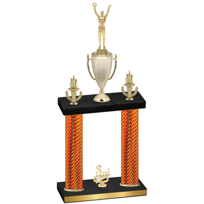 Double Orange Carbon Fiber Third Place Victory Trophy