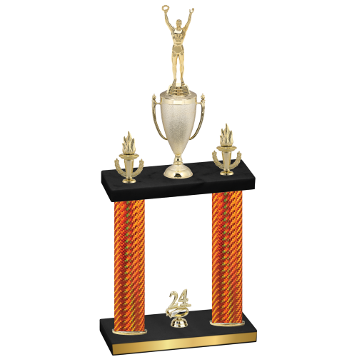 Double Orange Carbon Fiber Year Victory Trophy