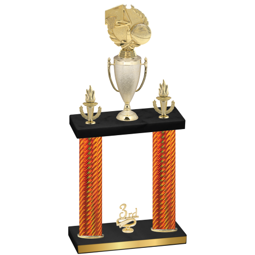 Double Orange Carbon Fiber Third Place Basketball Trophy