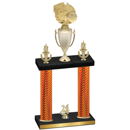 Double Orange Carbon Fiber Year Basketball Trophy