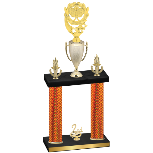 Double Orange Carbon Fiber Second Place Pickleball Trophy