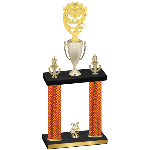 Double Orange Carbon Fiber Year Pickleball Trophy