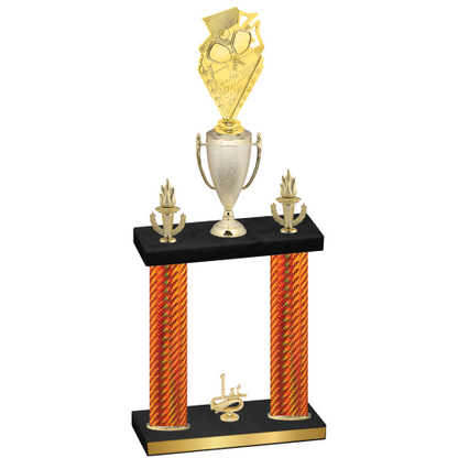 Double Orange Carbon Fiber First Place Pickleball Trophy