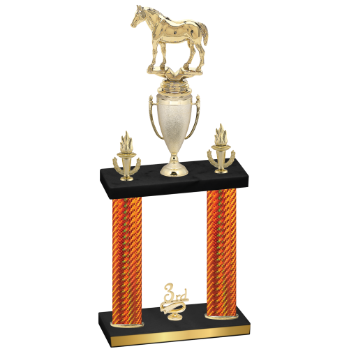 Double Orange Carbon Fiber Third Place Horses Trophy