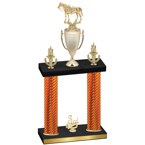 Double Orange Carbon Fiber Third Place Horses Trophy