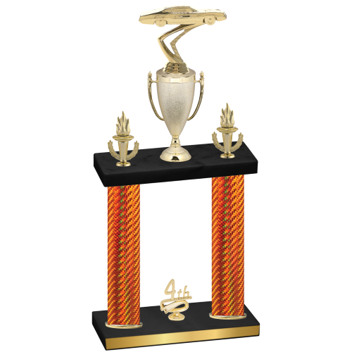 Double Orange Carbon Fiber Fourth Place Cars Trophy