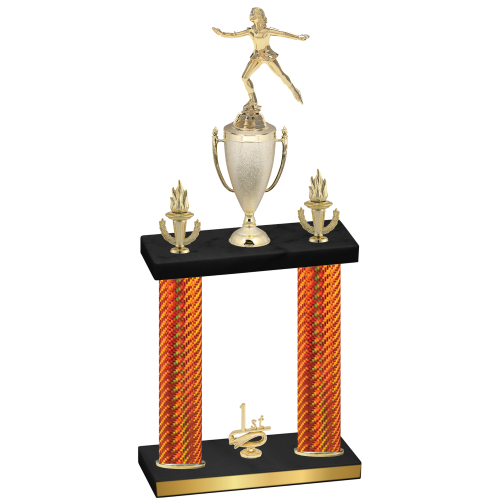 Double Orange Carbon Fiber First Place Skater Trophy