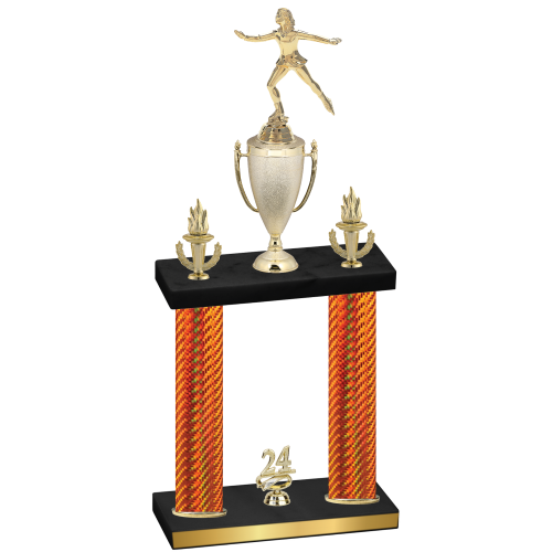 Double Orange Carbon Fiber Year Skater Trophy