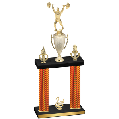 Double Orange Carbon Fiber Second Place Weights Trophy