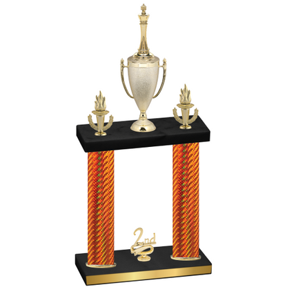 Double Orange Carbon Fiber Second Place Chess Trophy