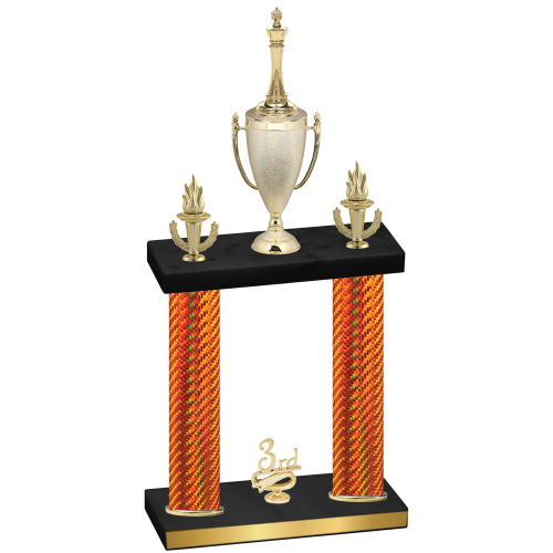 Double Orange Carbon Fiber Third Place Chess Trophy
