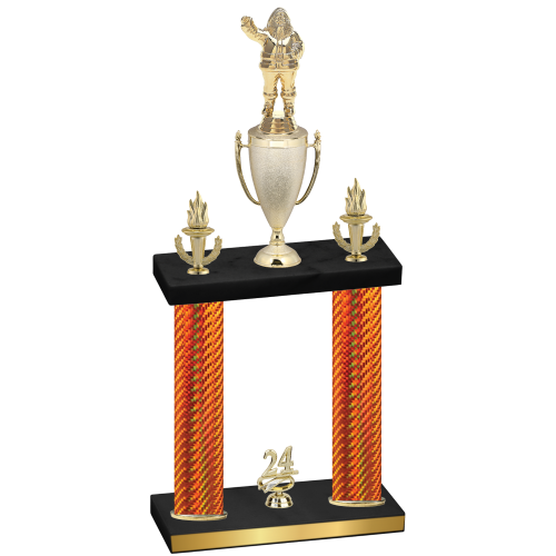 Double Orange Carbon Fiber Year Holiday Trophy