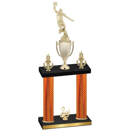 Double Orange Carbon Fiber Second Place Basketball Trophy