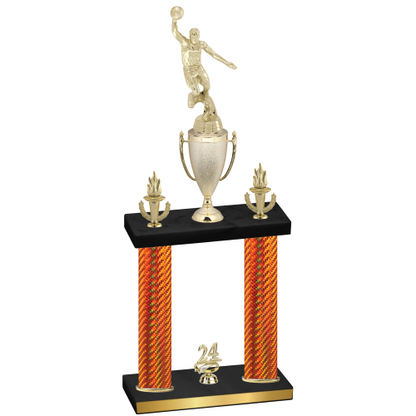Double Orange Carbon Fiber Year Basketball Trophy