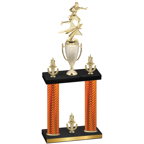 Double Orange Carbon Fiber Victory Flag Football Trophy