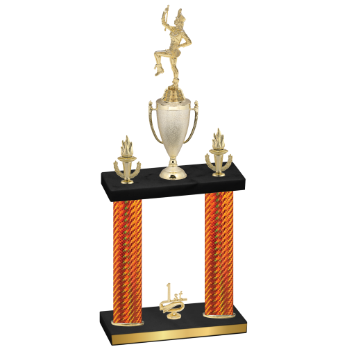 Double Orange Carbon Fiber First Place Majorette Trophy