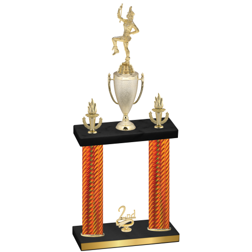 Double Orange Carbon Fiber Second Place Majorette Trophy