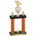 Double Orange Carbon Fiber First Place Fishing Trophy