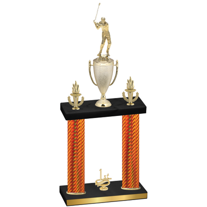 Double Orange Carbon Fiber First Place Golf Trophy