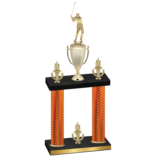 Double Orange Carbon Fiber Victory Golf Trophy