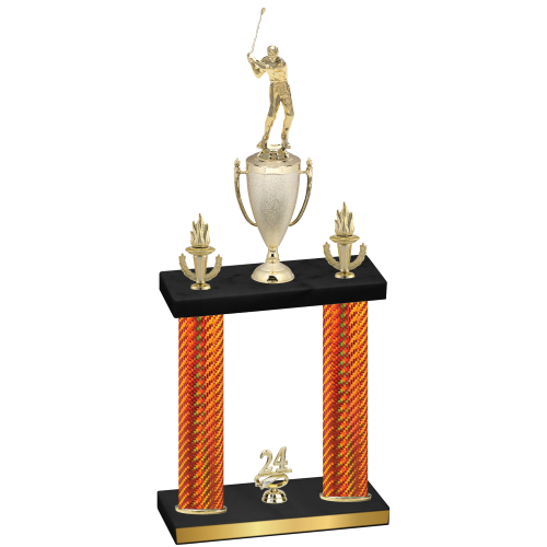 Double Orange Carbon Fiber Year Golf Trophy