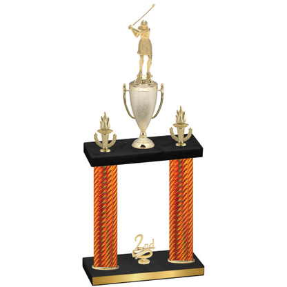 Double Orange Carbon Fiber Second Place Golf Trophy