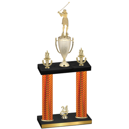 Double Orange Carbon Fiber Year Golf Trophy