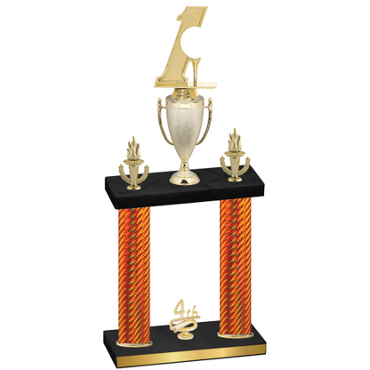 Double Orange Carbon Fiber Fourth Place Golf Trophy