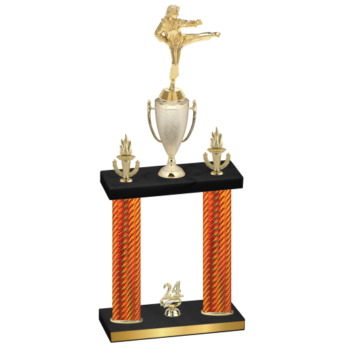 Double Orange Carbon Fiber Year Karate Trophy