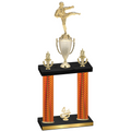 Double Orange Carbon Fiber Fourth Place Karate Trophy