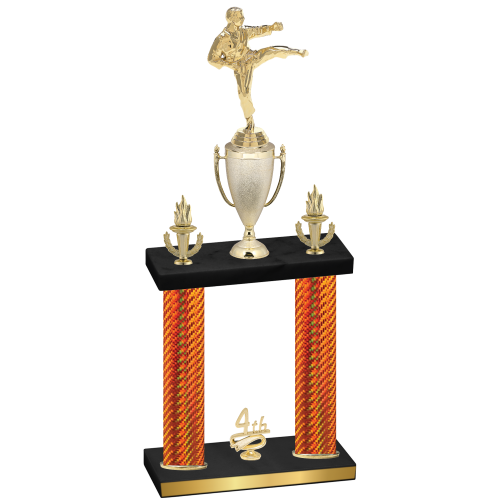 Double Orange Carbon Fiber Fourth Place Karate Trophy